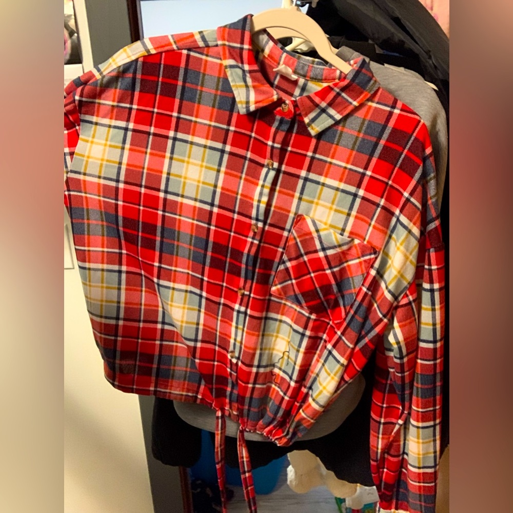 No boundaries drawstring crapped  flannel